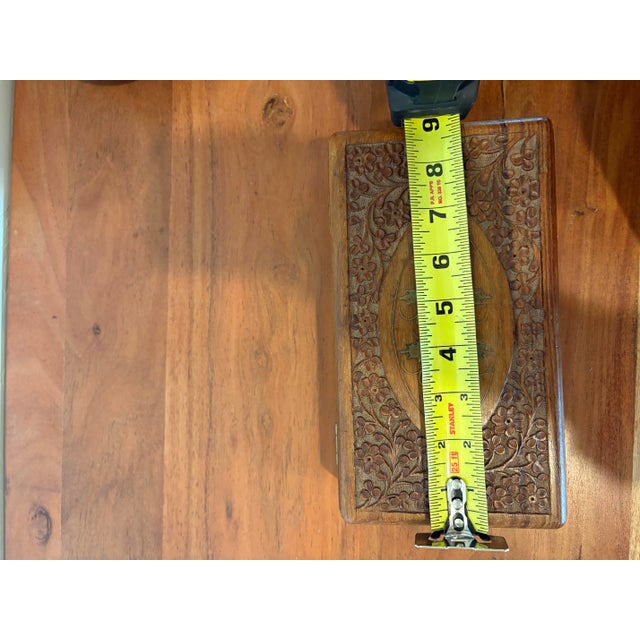 Boho Chic Vintage Handcrafted Wooden Box With Brass Inlay For Sale - Image 3 of 5