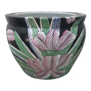 Vintage Chinese Porcelain Iris Fish Bowl Planter For Sale