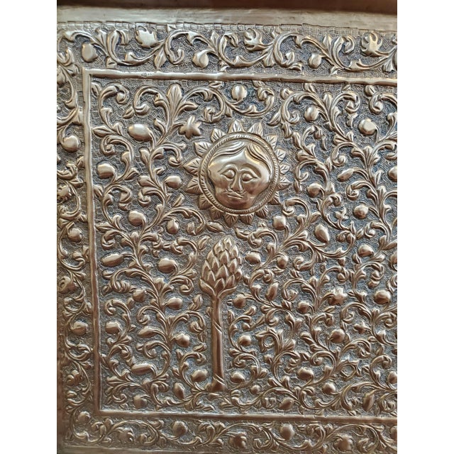19th Century Indian Brass Wall Plaque With Hindu Deities and Floral Relief For Sale In Washington DC - Image 6 of 12