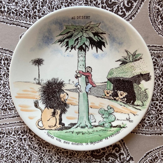 1930s French Plates by Benjamin Rabier for Sarreguemines, 1930s, Set of 6 For Sale - Image 5 of 10