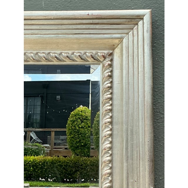 Silver Vintage Carved Wood and Mirrored Glass Mirror For Sale - Image 8 of 12