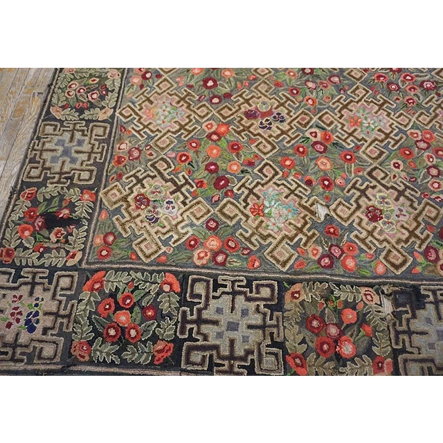 Early 20th Century American Hooked Rug 7' 3" x 9' For Sale - Image 9 of 12
