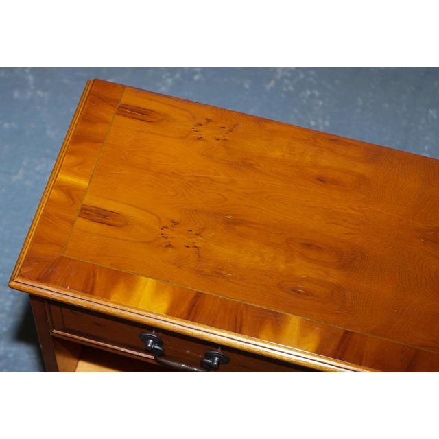 Small Vintage Burr Yew Wood Open Library Bookcase with Drawers and Shelf For Sale - Image 11 of 16