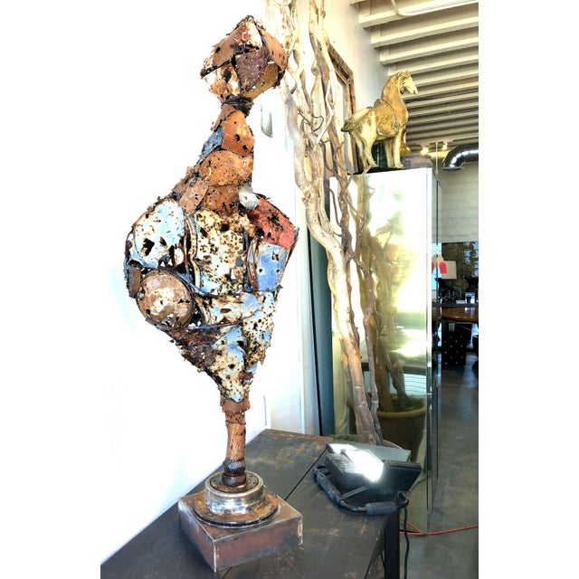 The Majordomo Is a Bullet Ridden Metal Art Sculpture Created by Artist Mark Wade For Sale - Image 4 of 9