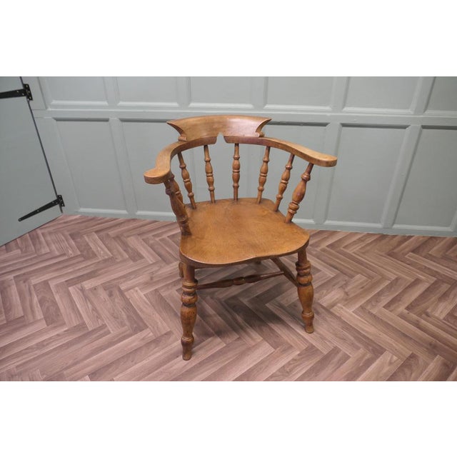 Wood Elm and Beech Smoker's Bow Desk Chair, 1890s For Sale - Image 7 of 8