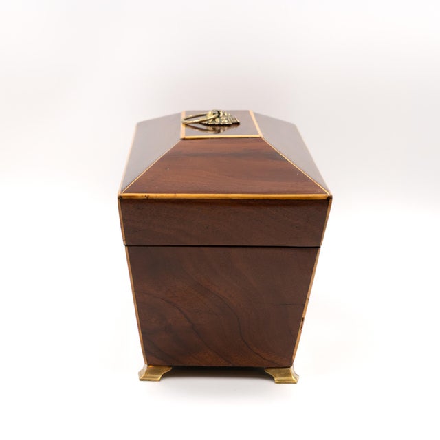 Wood Early 19th Century Regency Mahogany Box With Satinwood Edging and Brass Basket Pull For Sale - Image 7 of 12