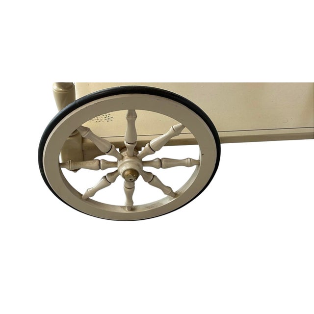 Vintage Ethan Allen Stenciled Drop Leaf Tea Cart For Sale In Raleigh - Image 6 of 10