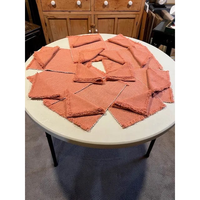 Vintage Woven Placemats & Matching Linen Napkins-Set of 20 For Sale - Image 12 of 12