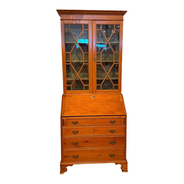 19th Century English Pine Secretary Bookcase For Sale