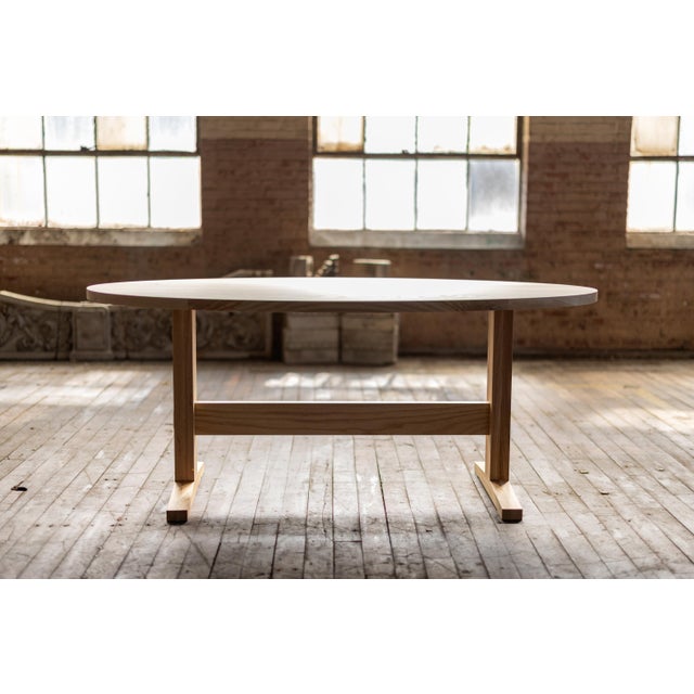 Alabama Sawyer Oval Ash Breakfast Table With Trestle Base For Sale - Image 4 of 9