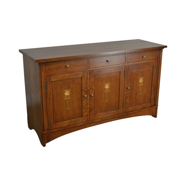 Stickley Mission Oak Collection Harvey Ellis Inlaid Oak Three Door