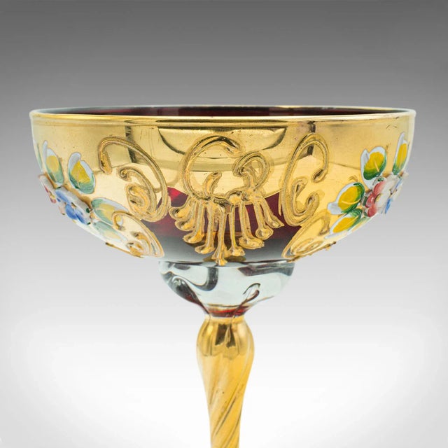 1970s Vintage Venetian Libation Cup, Italian, Art Glass, Gilt, Decorative Wine Flute For Sale - Image 10 of 11