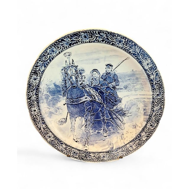 Ceramic Large Delft Blue Wall Plate by Boch, 1960s For Sale - Image 7 of 7