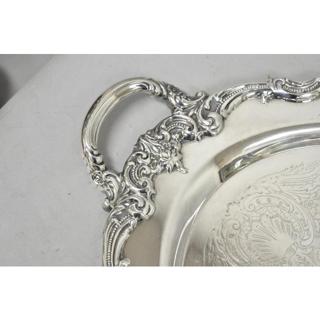 Vintage Silver Plated Scalloped Oval "Stag/Deer" Meat Serving Platter Tray For Sale - Image 9 of 14