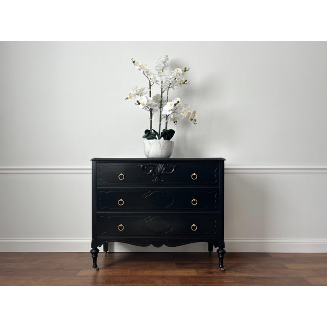 1920s Antique Victorian Dresser in Modern Black Lacquer Finish | Chairish