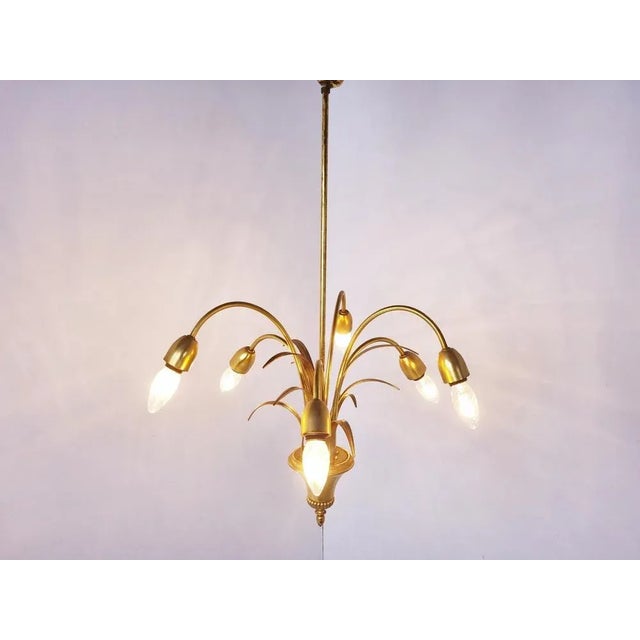 Hollywood Regency Brass Pineapple Chandelier, 1970s For Sale - Image 3 of 10