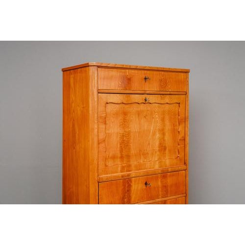 Biedermeier Standing Secretaire in Mahogany For Sale - Image 9 of 18