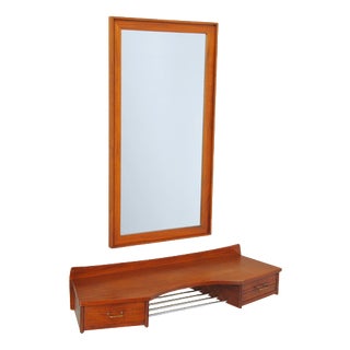 Restored Danish Mid-Century Teak Dressing Set with Floating Table Top, 1950s For Sale