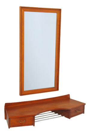 Restored Danish Mid-Century Teak Dressing Set with Floating Table Top, 1950s