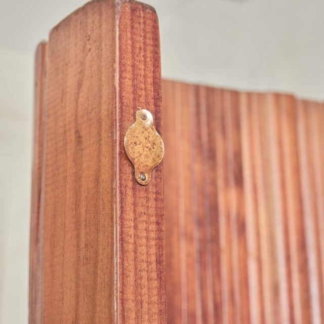 French Tambour Pine Room Divider Attributed to Jomain Baumann, 1940s For Sale - Image 10 of 11