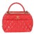 Red Quilted Lambskin CC Trendy Bowling Bag For Sale