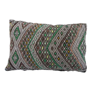 Mid 20th Century Moroccan Green Chevron-Patterned Berber Pillow
