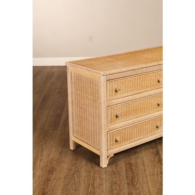 1980s Lexington Henry Link Wicker Double Dresser For Sale - Image 5 of 18