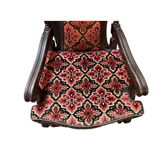 Pair of Antique Victorian Eastlake Walnut Armchairs, With Original Style Tapestry Upholstery, Circa 1885 For Sale - Image 4 of 12