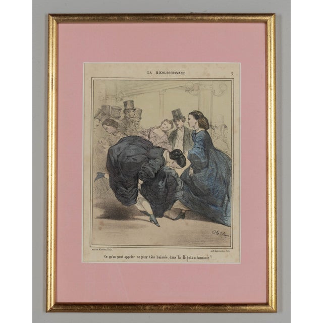 Beaux-Arts 19th Century French Lithographs La Rigolbochomanie Set of 6 For Sale - Image 3 of 7