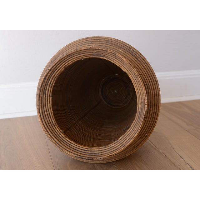 Vintage Boho Gabriella Crespi Style Pencil Reed Rattan Floor Vase For Sale - Image 11 of 12