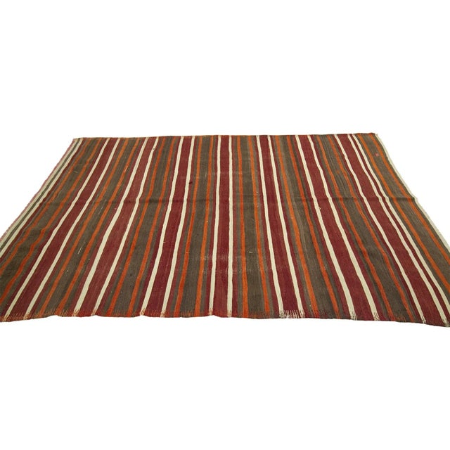 Striped Vintage Turkish Kilim Rug For Sale - Image 4 of 7