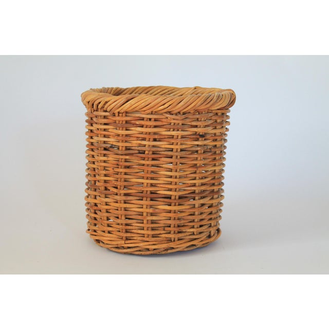 Vintage Woven Wicker Wastebasket For Sale - Image 4 of 6