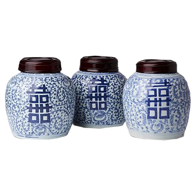 Small Ginger Pots, China, 1850s, Set of 3 For Sale