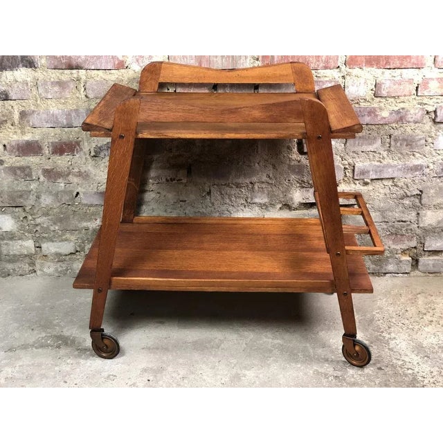 Vintage Oak Veneer Serving Cart, 1970s For Sale - Image 9 of 9