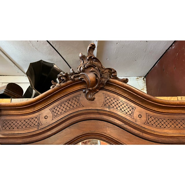 Late 19th Century Antique French Walnut Three Door Armoire For Sale - Image 5 of 17