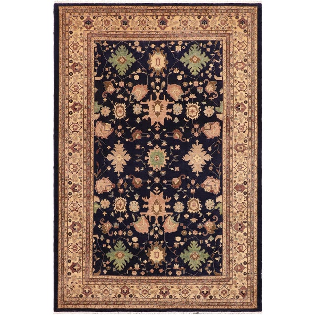 1980s Shabby Chic Ziegler Blue Beige Hand-Knotted Wool Rug - 9'2'' X 11'6'' For Sale - Image 9 of 9