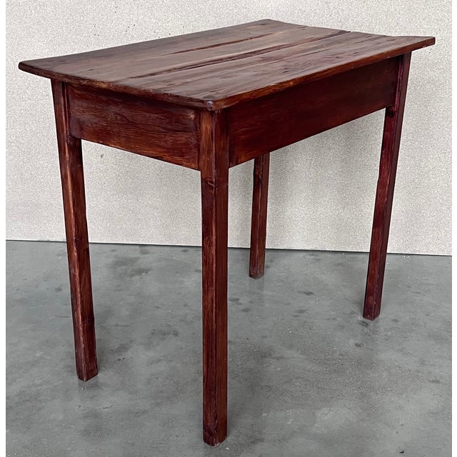 Spanish Country Pine "Mobila " Side Table With Drawer For Sale In Miami - Image 6 of 10