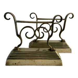 Vintage Brass Fireplace Tool Rests- Set of 2