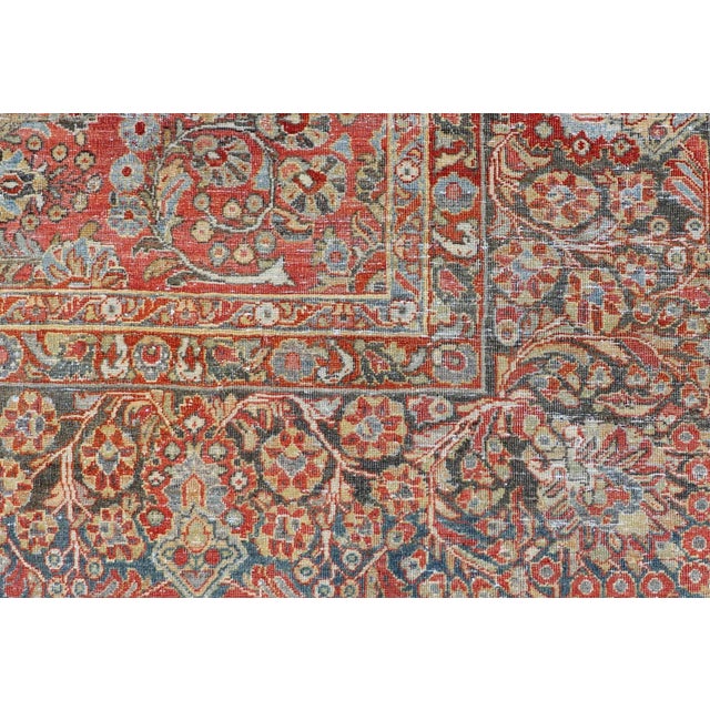 Early 20th Century Antique Persian Sarouk With All-Over Floral Design on a Light Red Field For Sale - Image 11 of 13