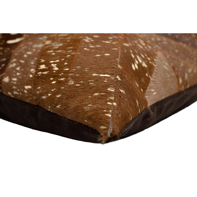 Farmhouse Canvello Genuine Cowhide Leather Decorative Throw Pillow With Feather Down Insert Included For Sale - Image 3 of 7