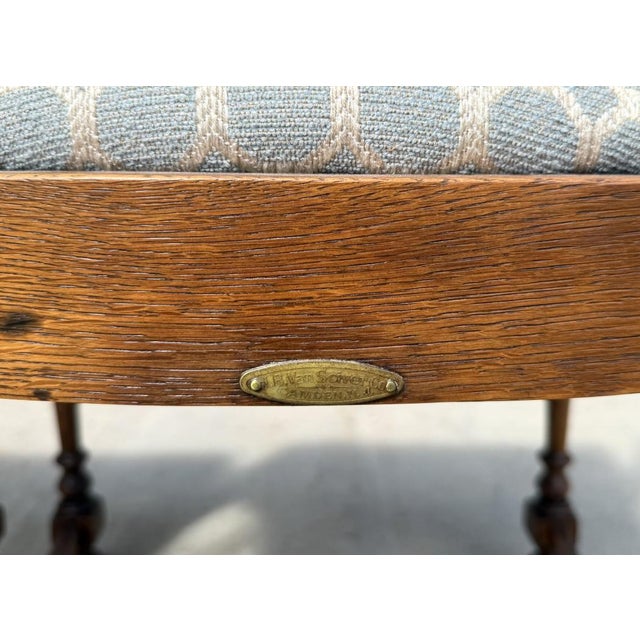 7 Piece j.b. Van Sciver Co. Refinished Antique Oak Round Dining Set With Two Leaves For Sale - Image 18 of 18