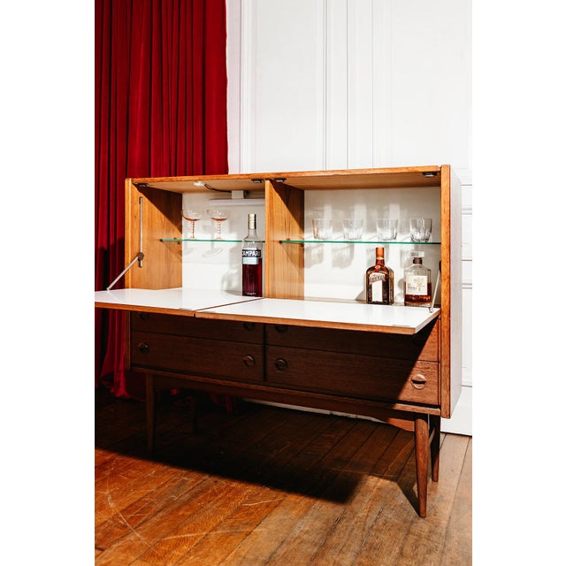 Scandinavian Teak Bar Cabinet with Integrated Secretary Desk, 1960s For Sale - Image 6 of 9