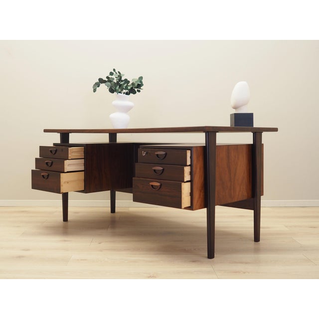 Vintage Danish Rosewood Desk, 1970s For Sale - Image 4 of 14