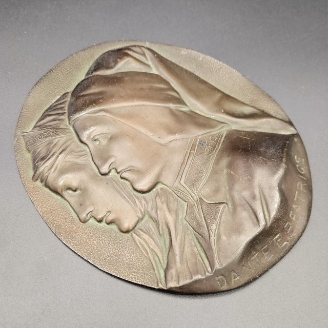 Art Nouveau Bronze Relief of Dante and Beatrice, 1890s For Sale - Image 3 of 4