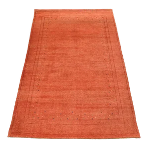Gabbeh Rug 4’1” X 6’2” Rust Wool Contemporary Hand-Knotted Carpet