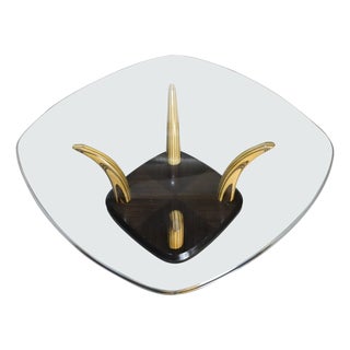 Henredon Wood Tusk Cocktail Table with Glass Top For Sale