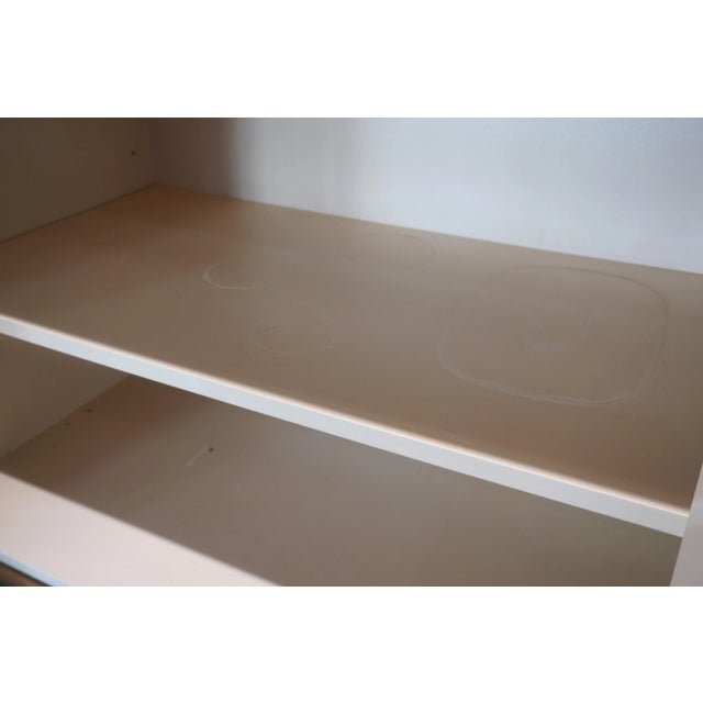 Wood Faux Leather and Brass Buffet Attributed to Mastercraft Circa 1980 For Sale - Image 7 of 11