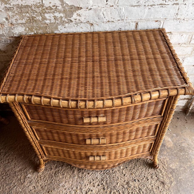 Vintage Wicker Serpentine Chest of Drawers For Sale - Image 6 of 10