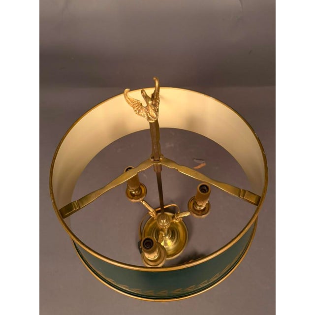 Bronze Late 19th Century French Empire Bouillotte Tole-Painted Lamp With Swan Finial, Circa 1890 For Sale - Image 8 of 15
