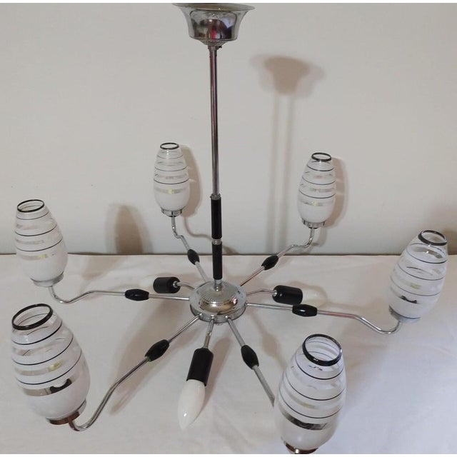Silver Mid-Century Chandelier, 1950s For Sale - Image 8 of 17